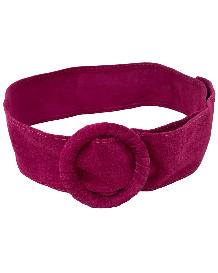 Guadalupe Circle Buckle Suede Belt In Pink