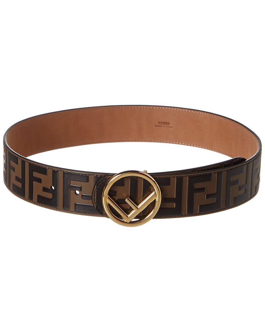 Fendi Logo Leather Belt In Brown