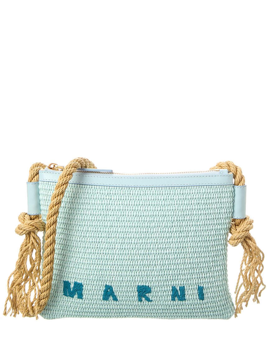 Marni Marcel Leather-trim Shoulder Bag In Blue