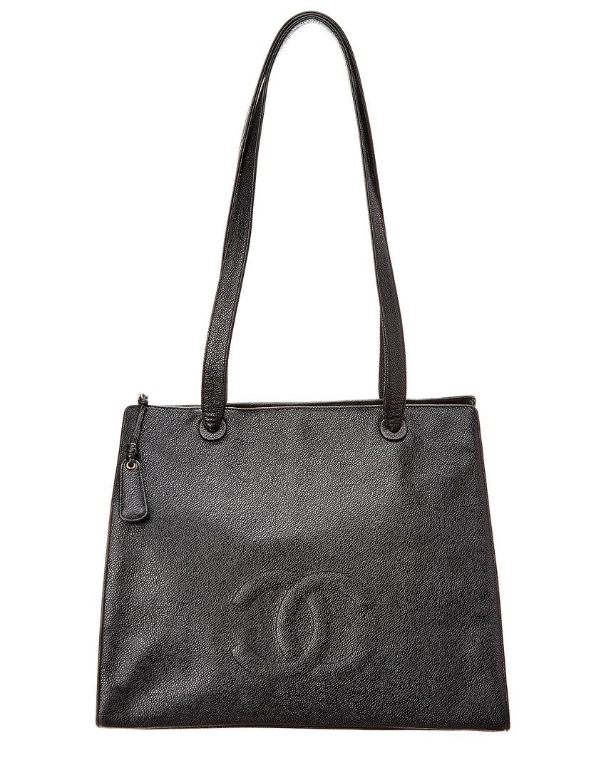 Pre-owned Chanel Black Caviar Leather Cc Tote