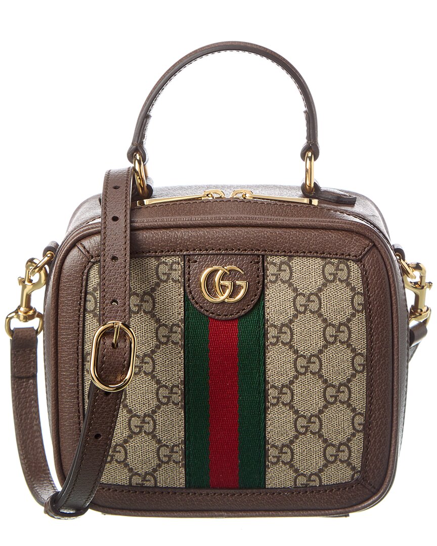 Gucci Ophidia Mini Gg Supreme Canvas & Leather Top Handle Bag In Brown