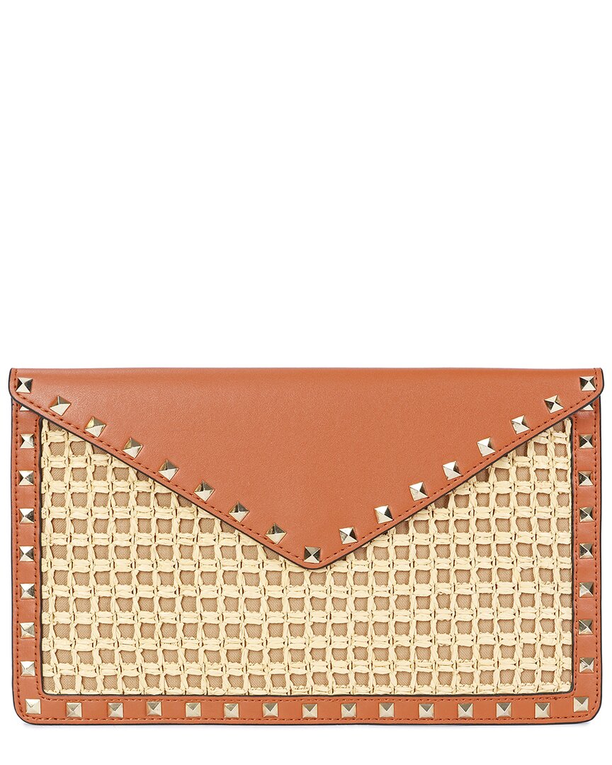 TIFFANY & FRED PARIS TIFFANY & FRED PARIS RAFFIA & LEATHER CLUTCH