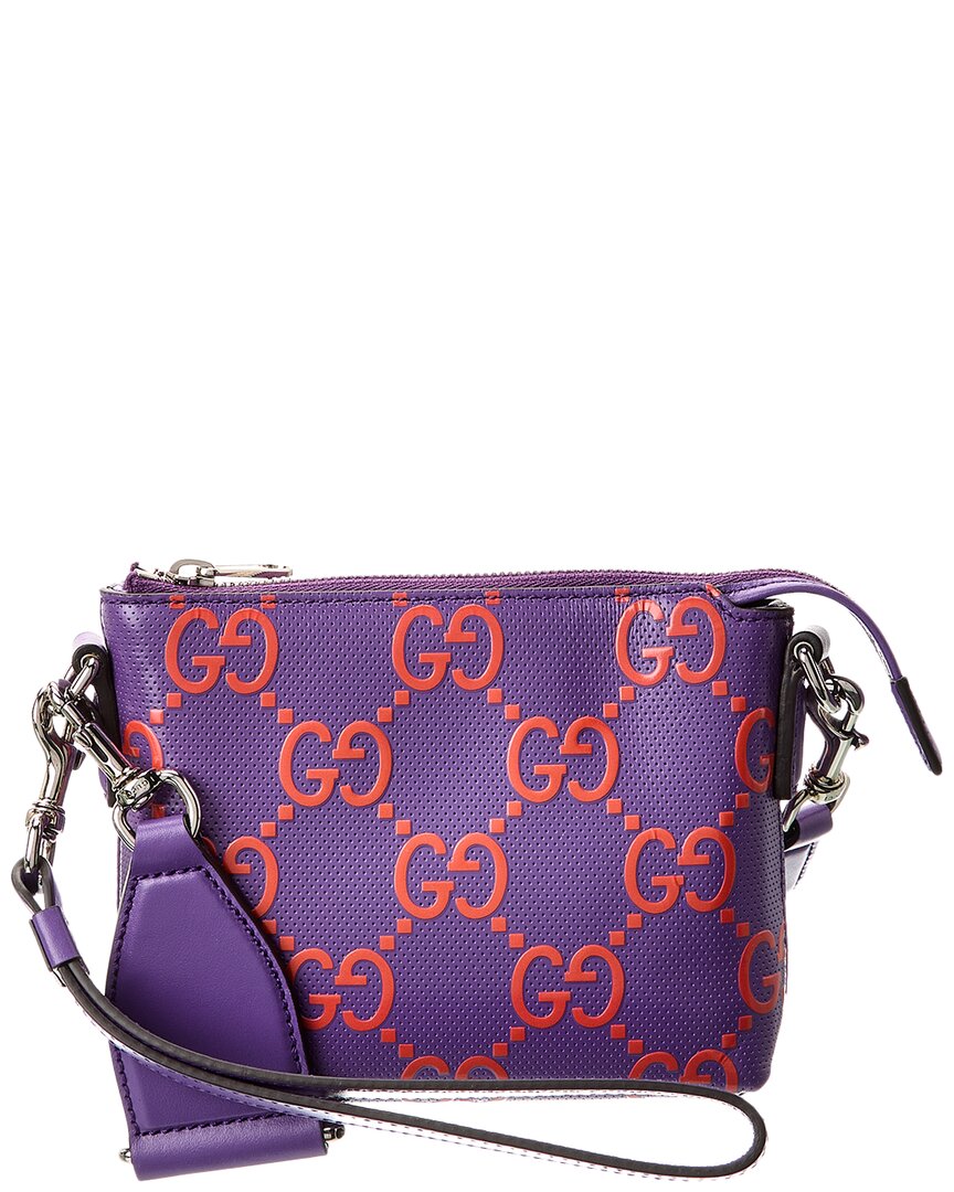 Gucci Gg Leather Convertible Wristlet In Pink