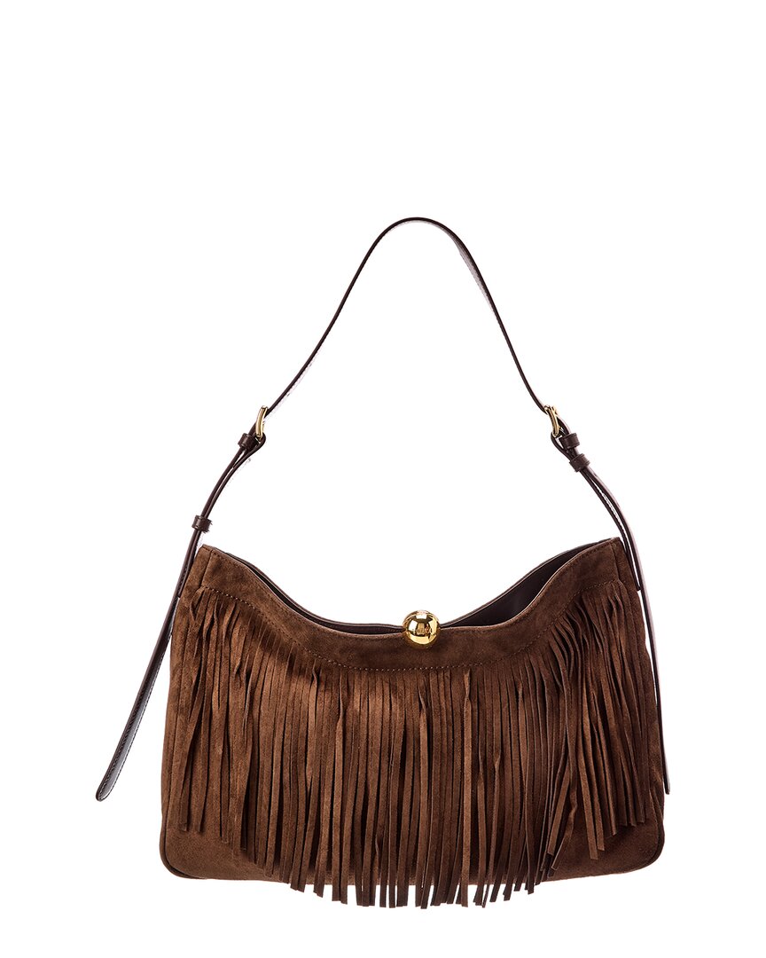 Furla Brown Sfera Soft Shoulder Bag L Toni Cioccolato Suede + Fringes Woman - Image 4
