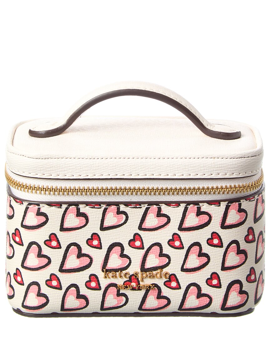 Kate Spade New York Morgan Fancy Hearts Printed Pvc Jewelry Case In White
