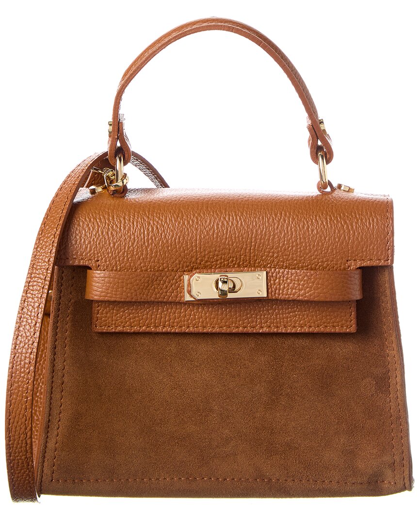 Isabella Rossetti Scarlett Suede Satchel In Brown