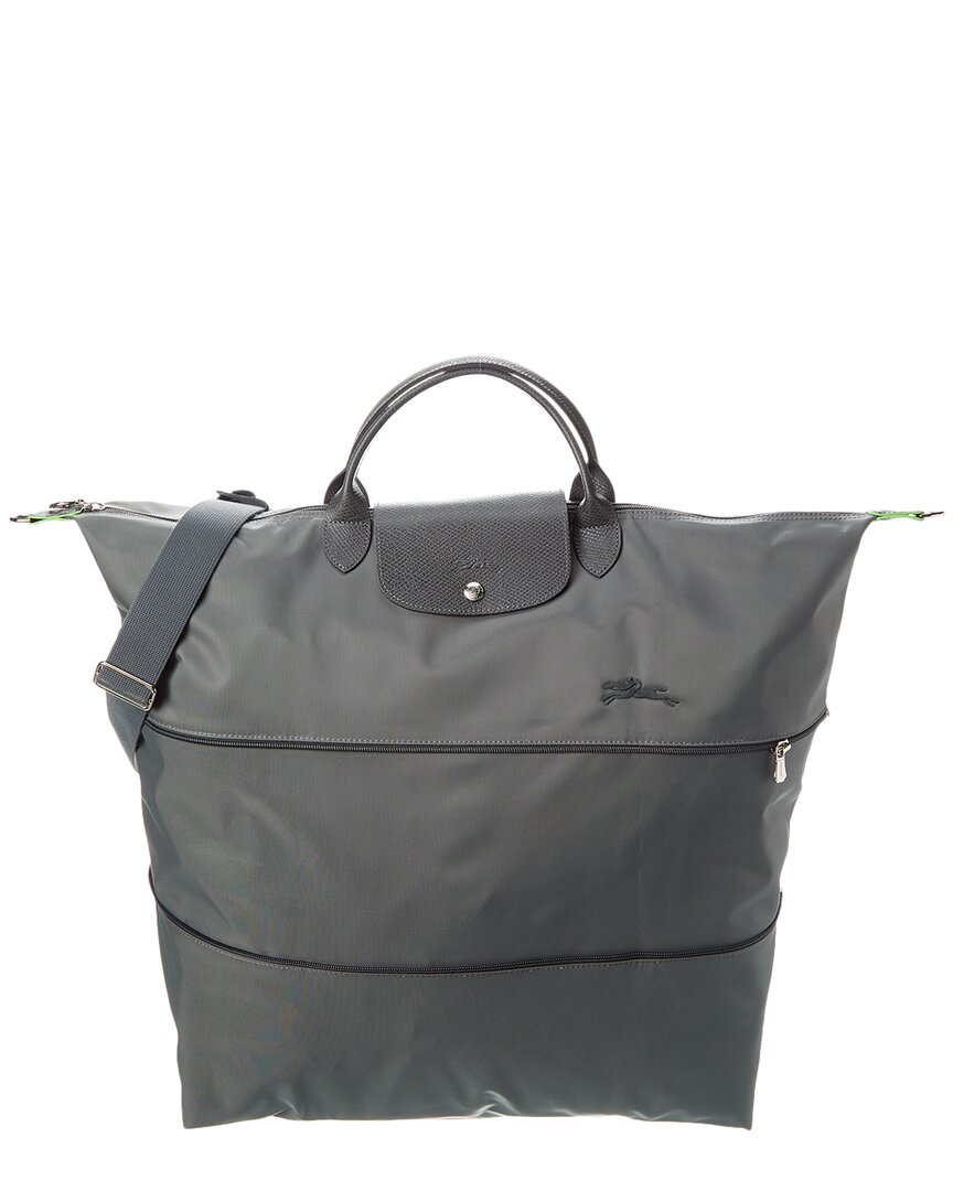 Longchamp Le Pliage Green Expandable Canvas Travel Bag In Grey