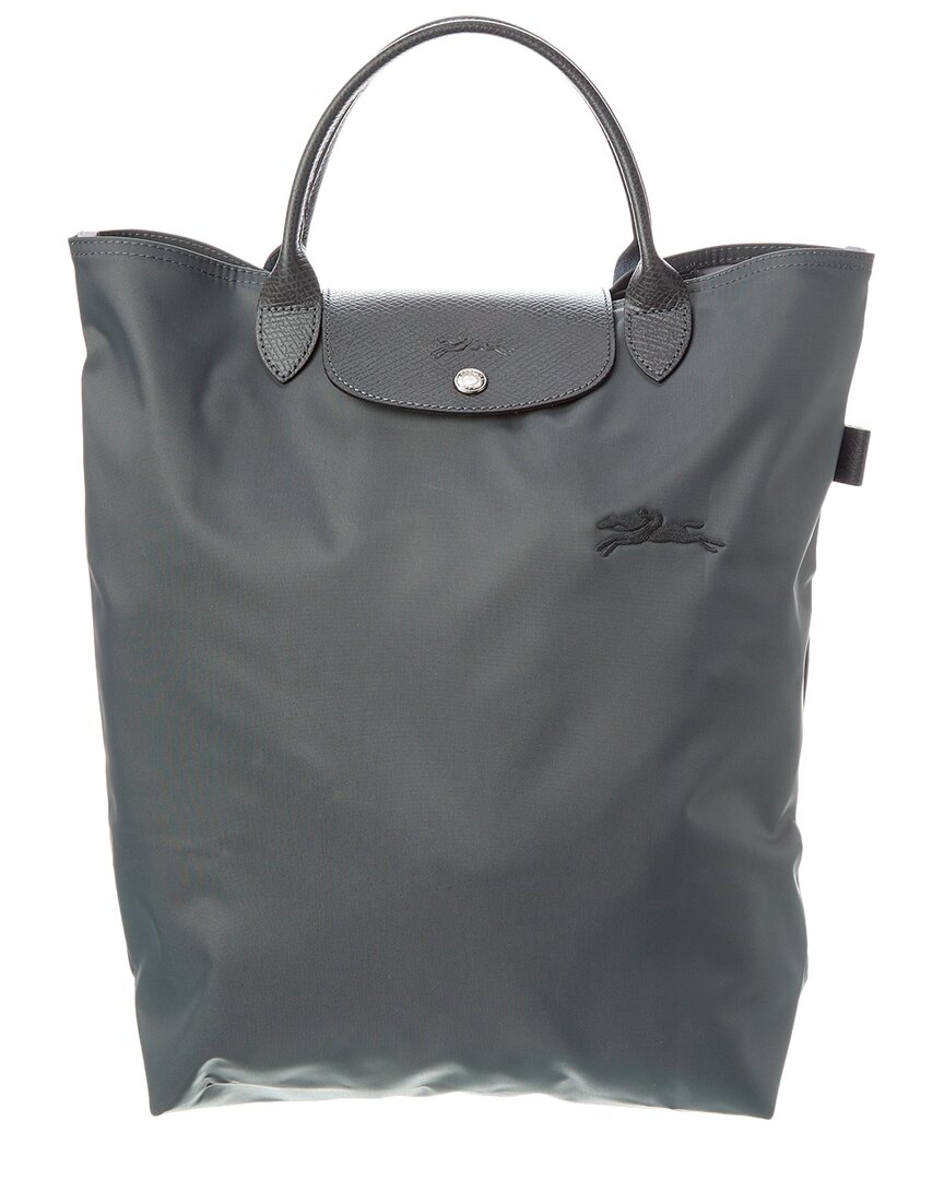 Longchamp Le Pliage Green Medium Canvas Tote In Grey