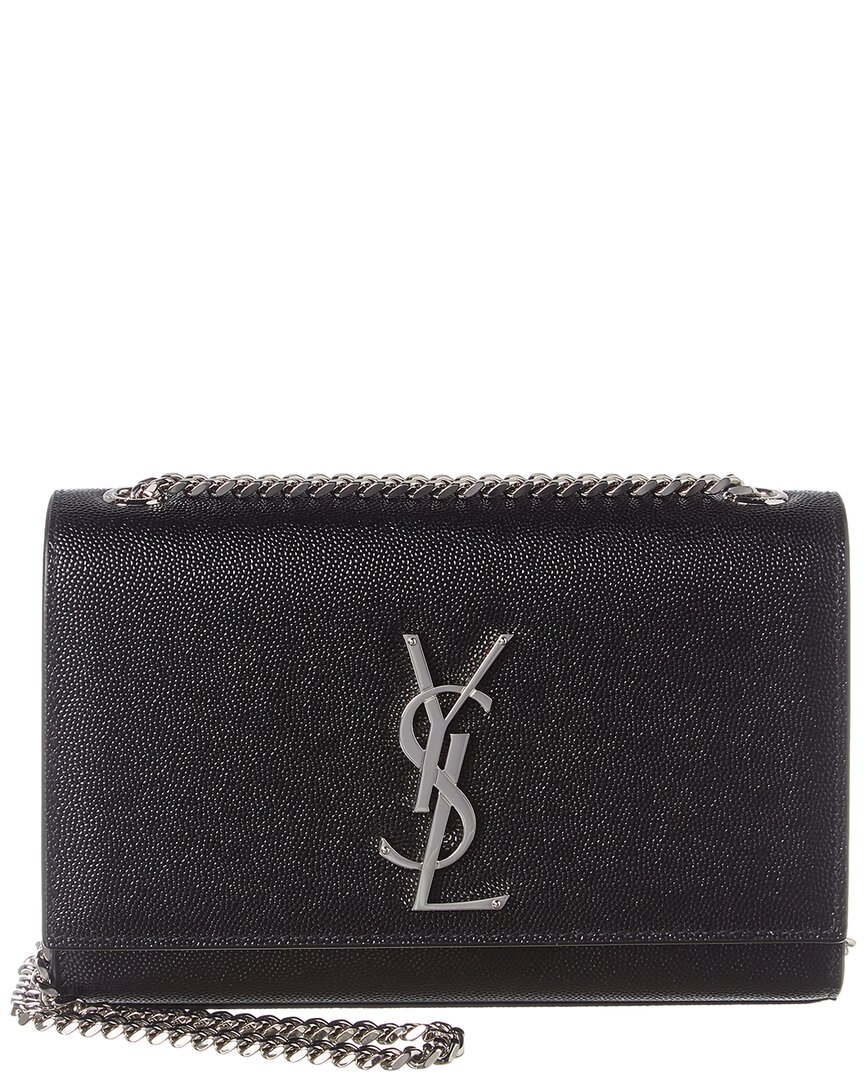 Saint Laurent Kate Small Grain De Poudre Leather Shoulder Bag In Black