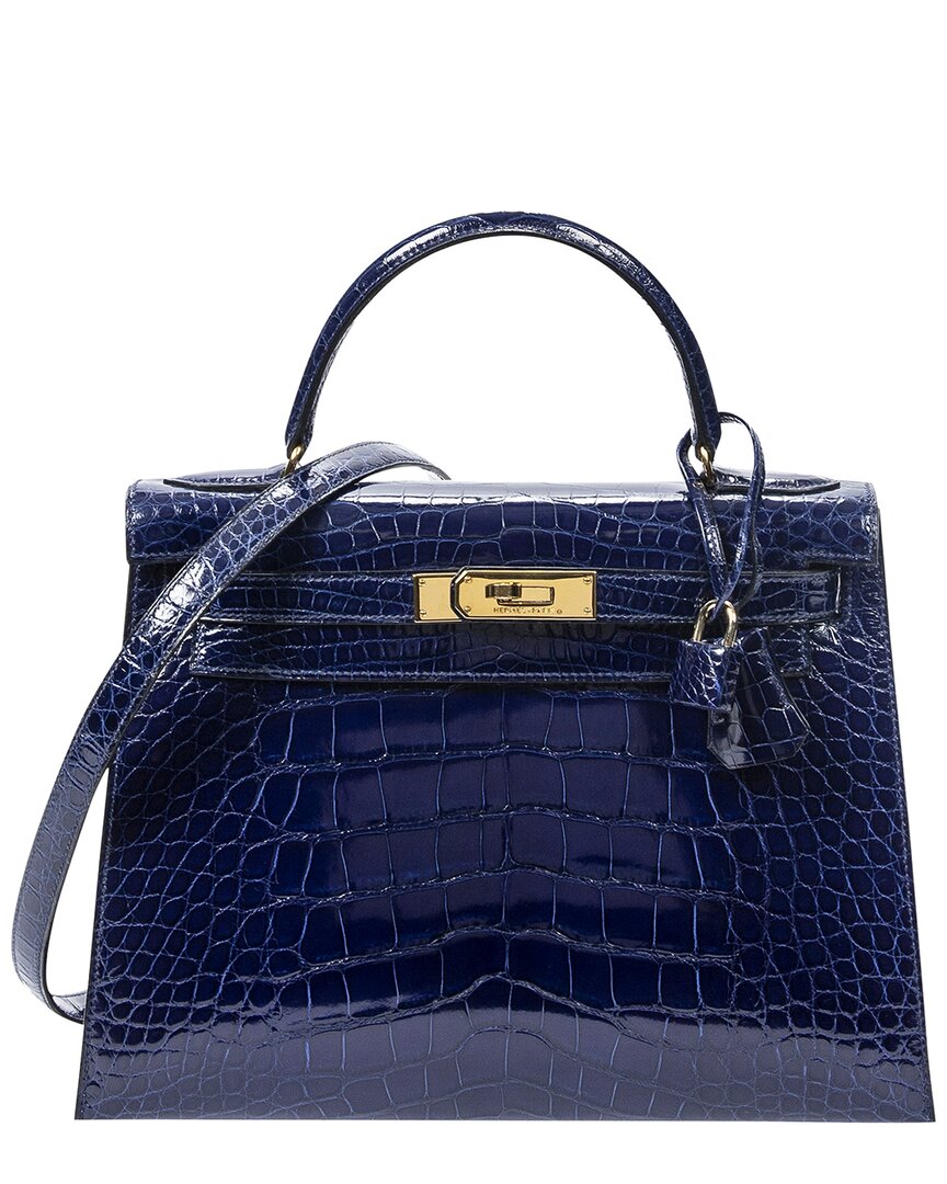 Click to view more detailed imagery on our partner's website Pre-owned Hermes Hermès Limited Edition Sapphire Blue Alligator Leather Kelly Sellier 28 (authentic )