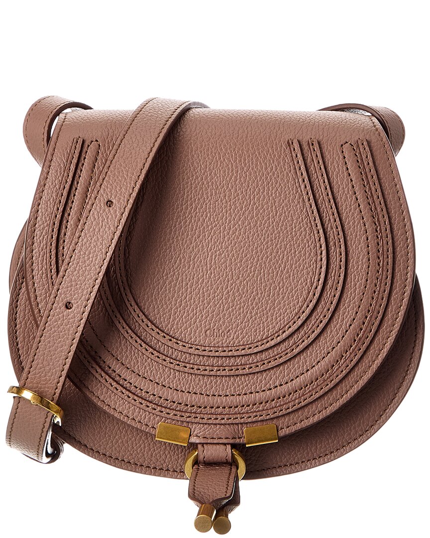 Chloé Small Leather Marcie Saddle Bag In Grey
