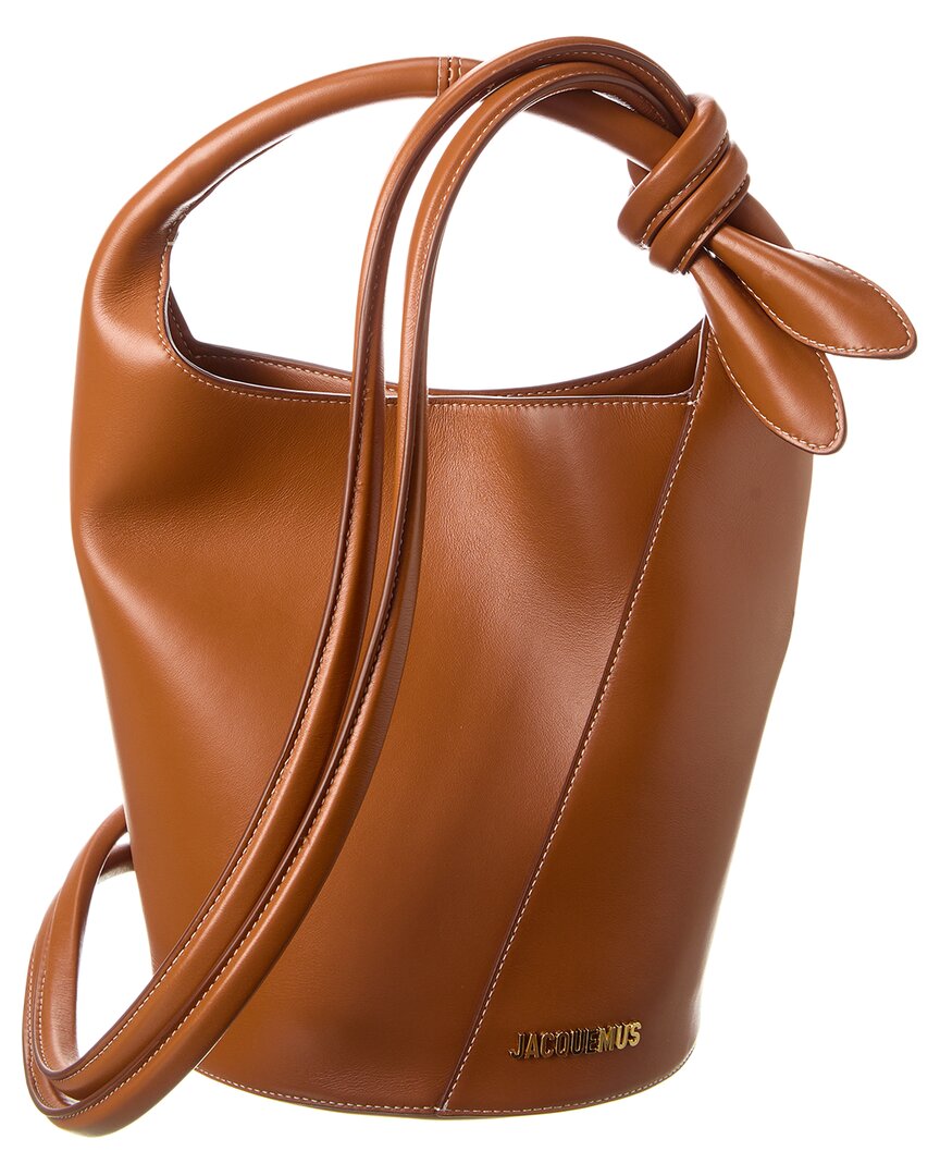 Shop Jacquemus Le Petit Tourni Leather Bucket Bag In Brown