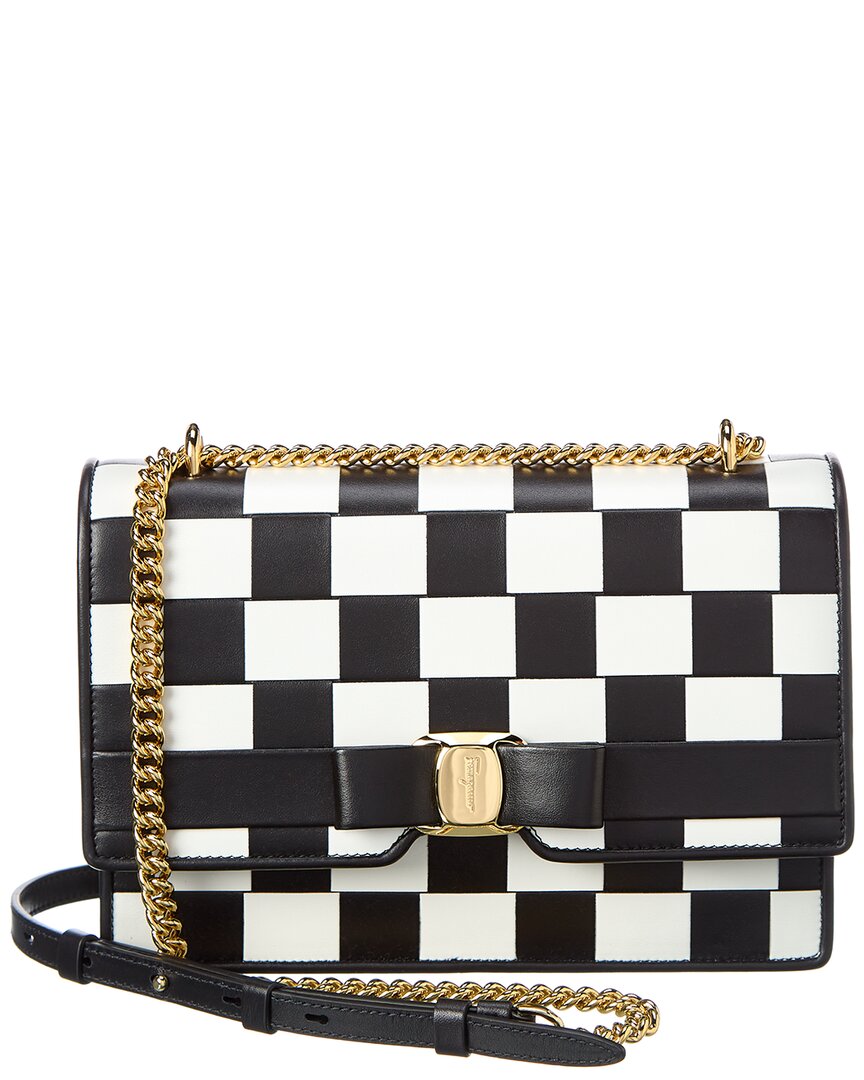 Shop Ferragamo Vara Bow Leather Shoulder Bag In White