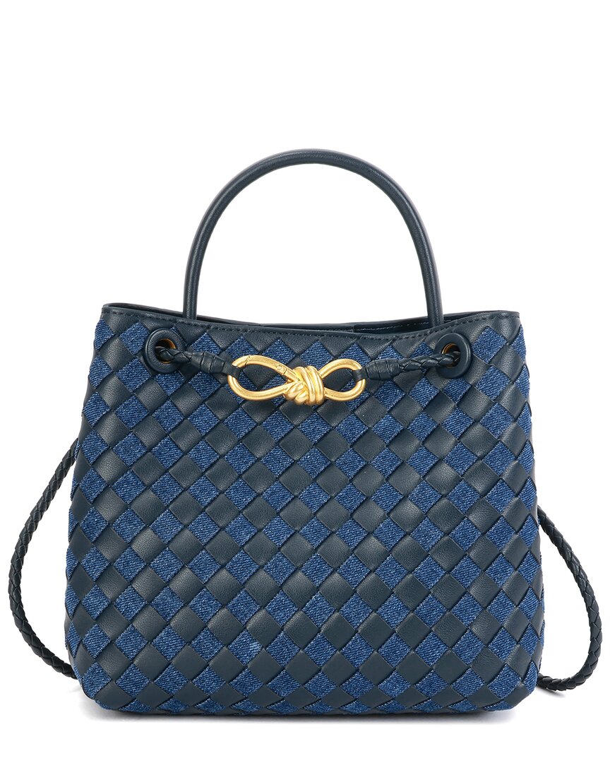 Tiffany & Fred Paris Woven Leather & Denim Top Handle Bag In Blue ...