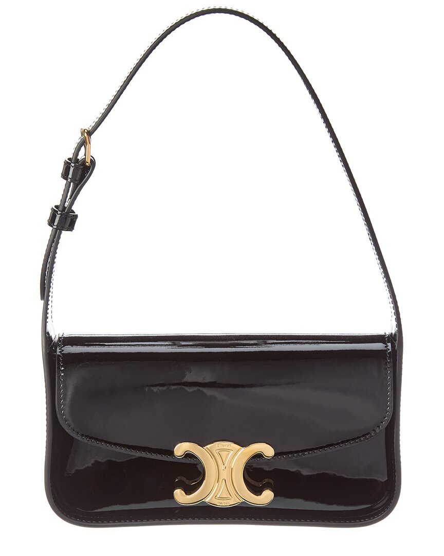 Shop Celine Terence Patent Shoulder Bag In Black