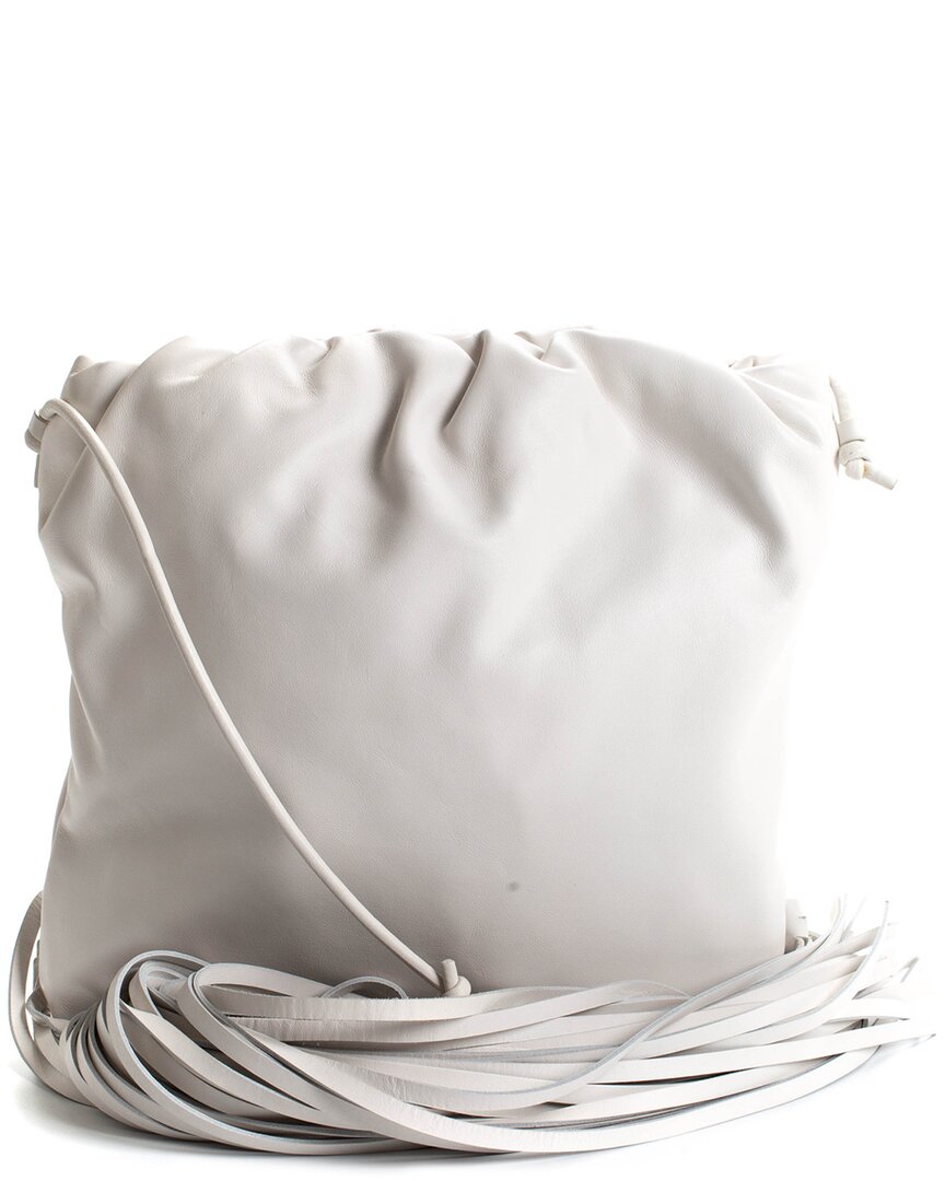 Shop Bottega Veneta White Leather Fringe Pouch (authentic Pre-loved)