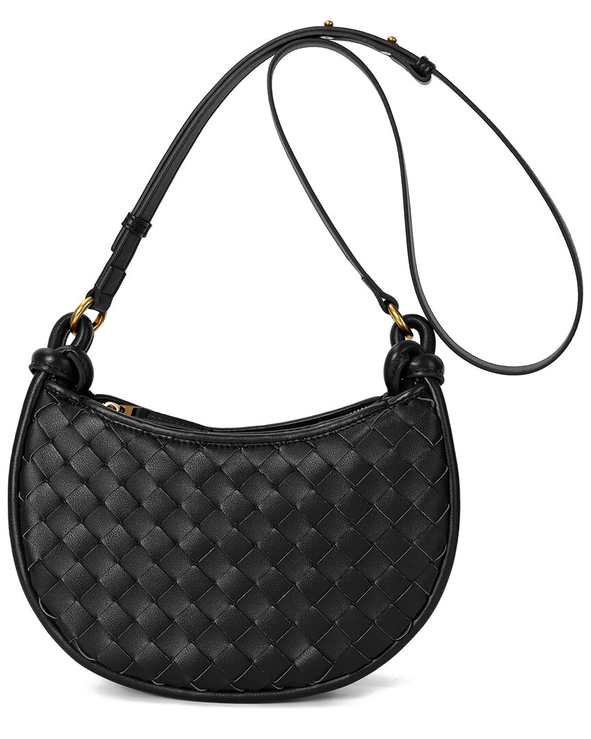 Tiffany & Fred Paris Hand-woven Leather Messenger Bag In Black