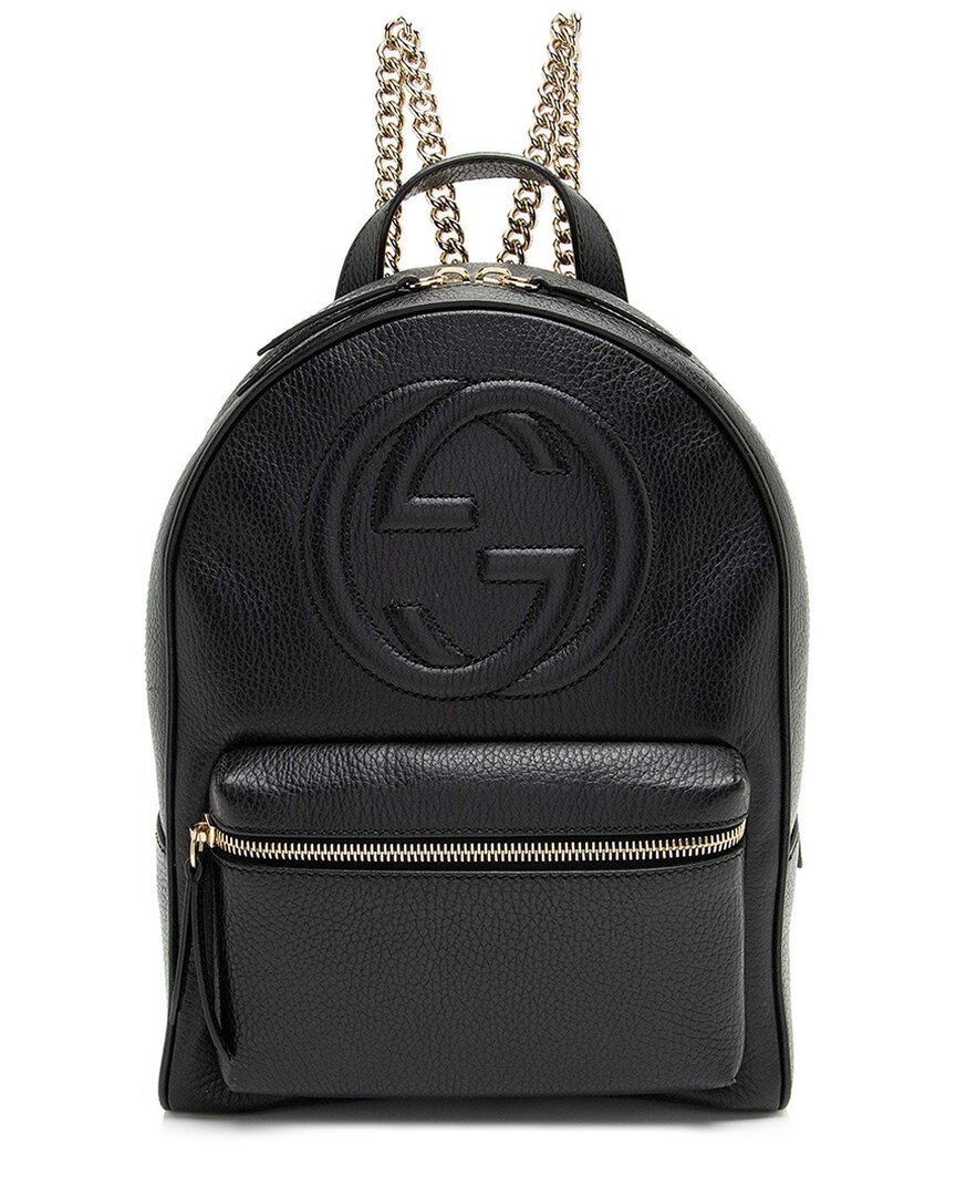 Gucci Leather Soho Chain Backpack (authentic Pre-loved) In Black