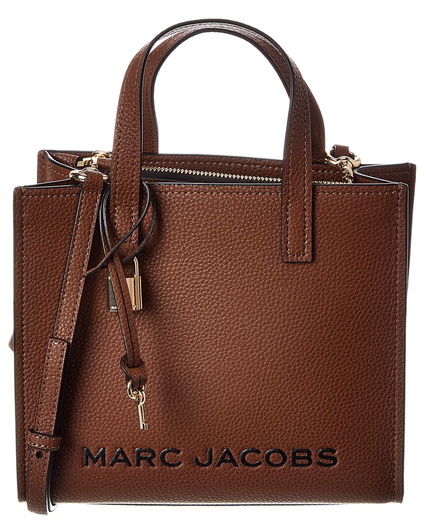 Marc Jacobs Grind Mini Leather Tote In Brown