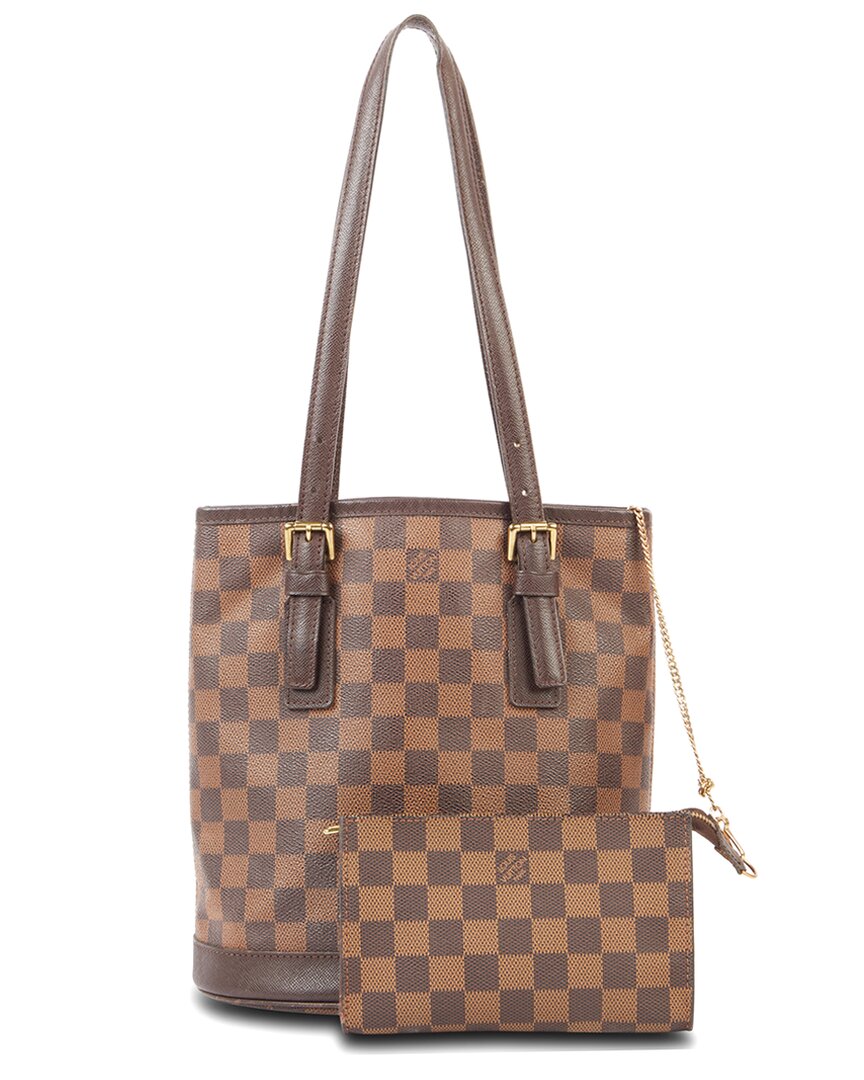 Pre-owned Louis Vuitton Brown Damier Ebene Coated Canvas Marais With Pouch (authentic Pre-loved)