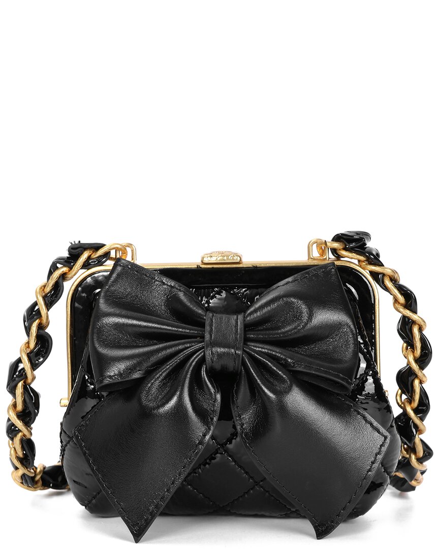 Tiffany & Fred Paris Shiny Quilted Leather Bow Bag In Black