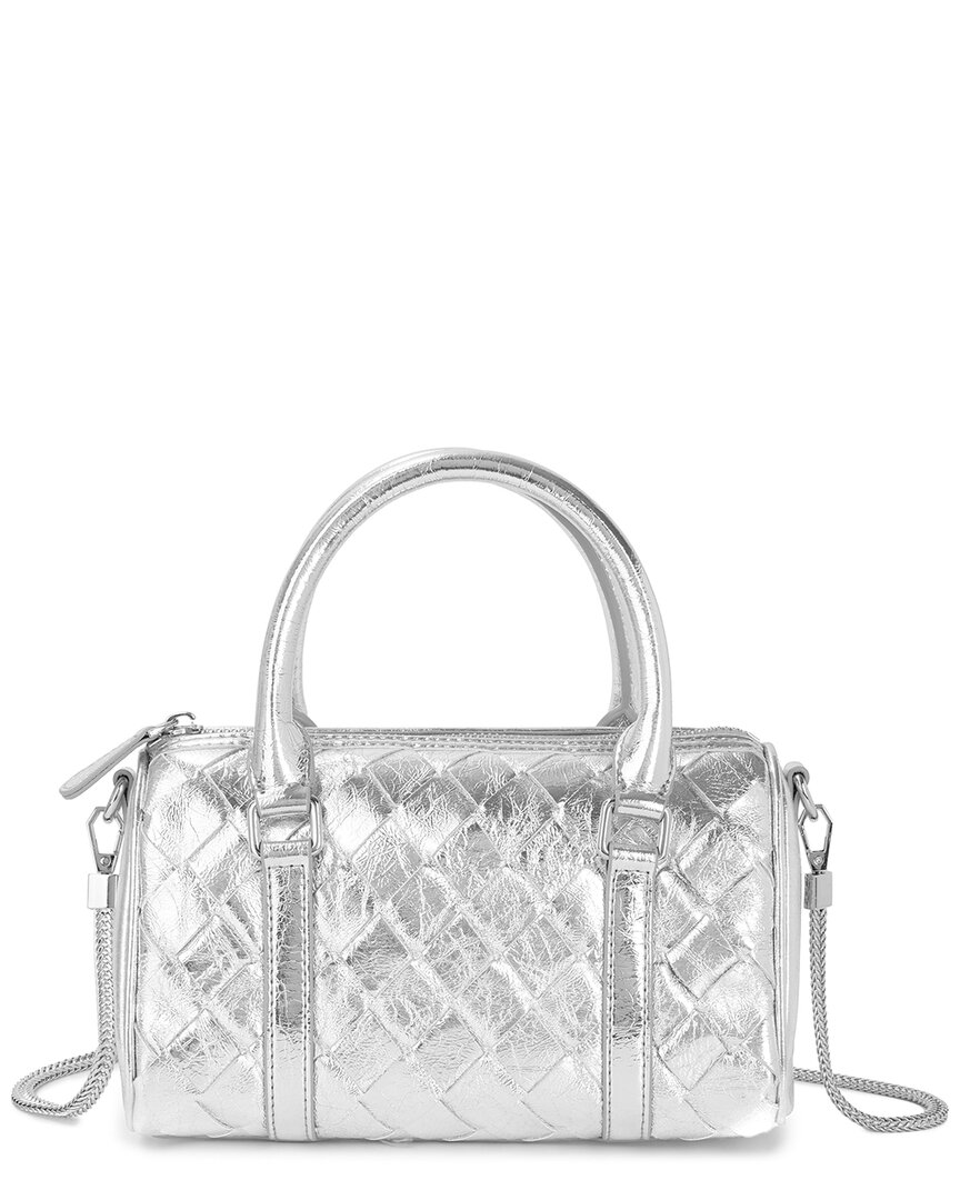 Shop Tiffany & Fred Paris Hand-woven Leather Bowling Bag In Silver