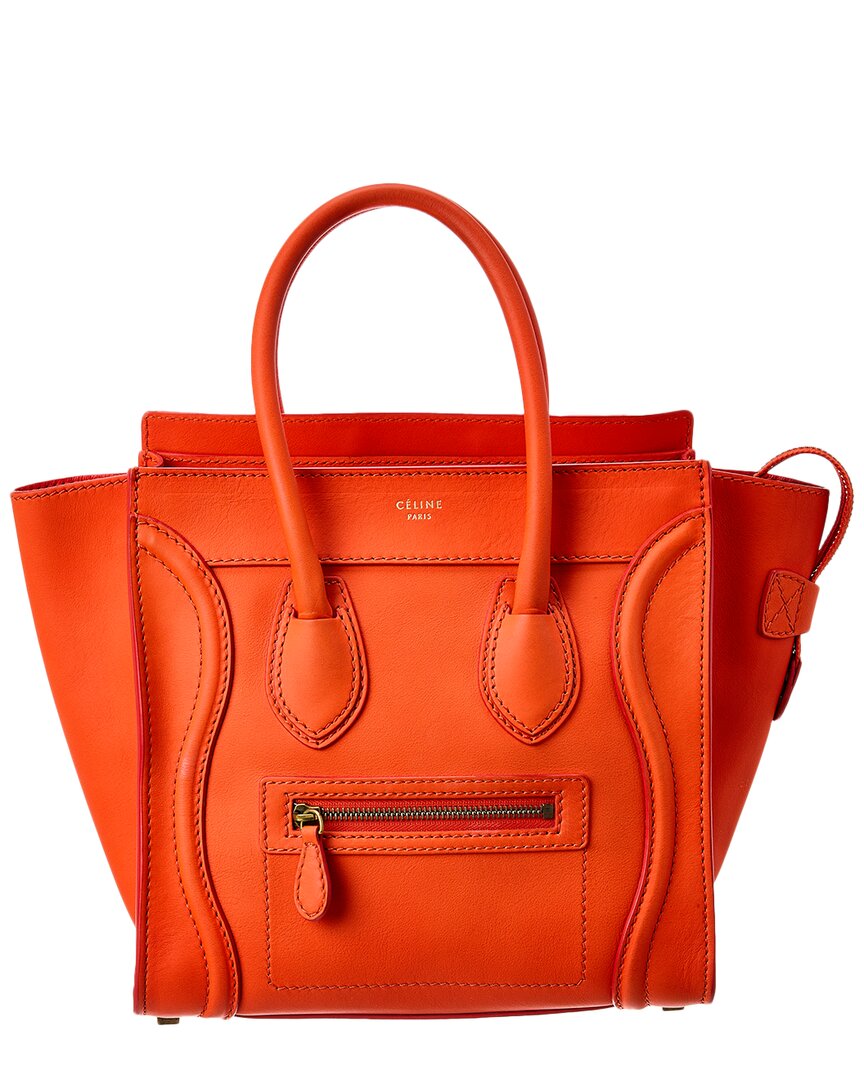 Celine Orange Leather Micro Luggage Tote (authentic )