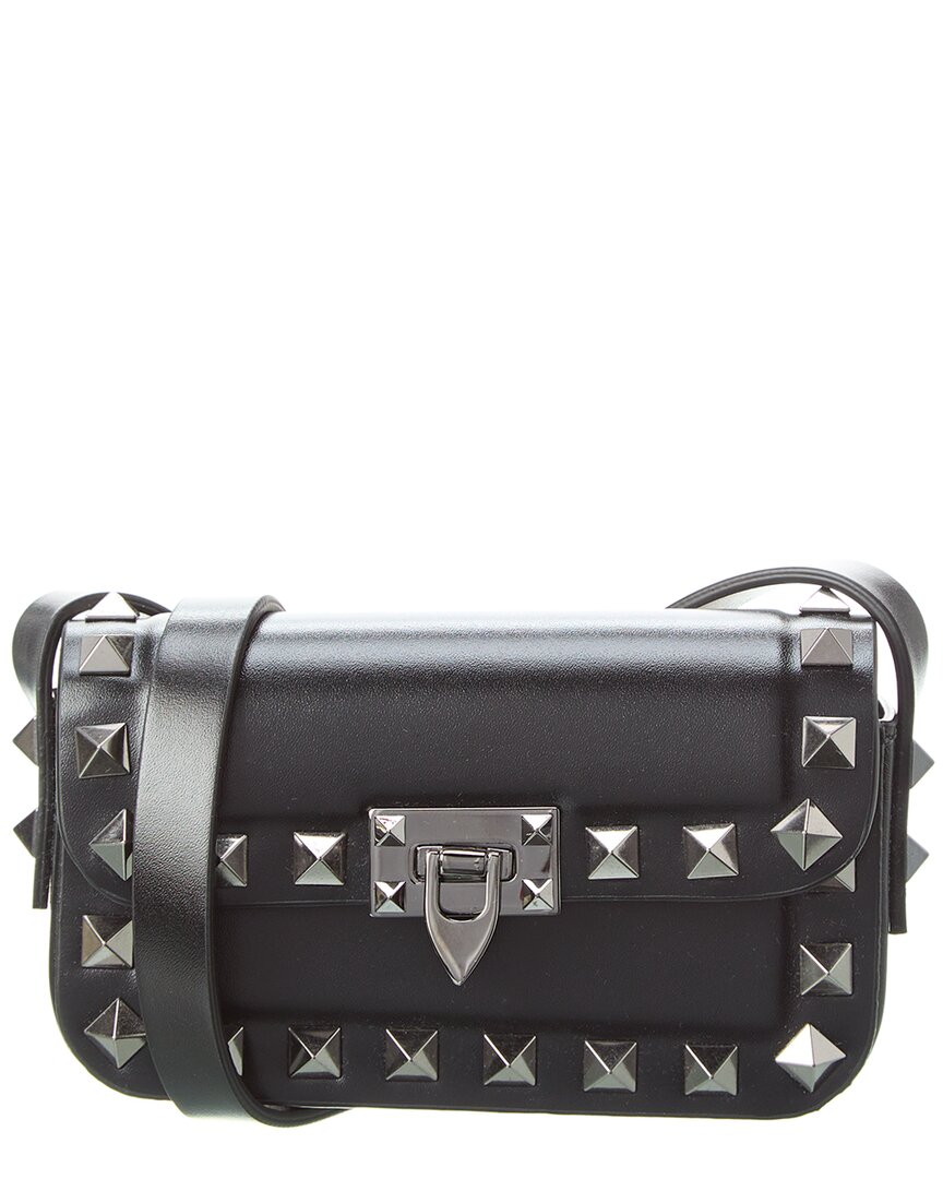 Valentino Garavani Valentino Rockstud Mini Leather Shoulder Bag In Black