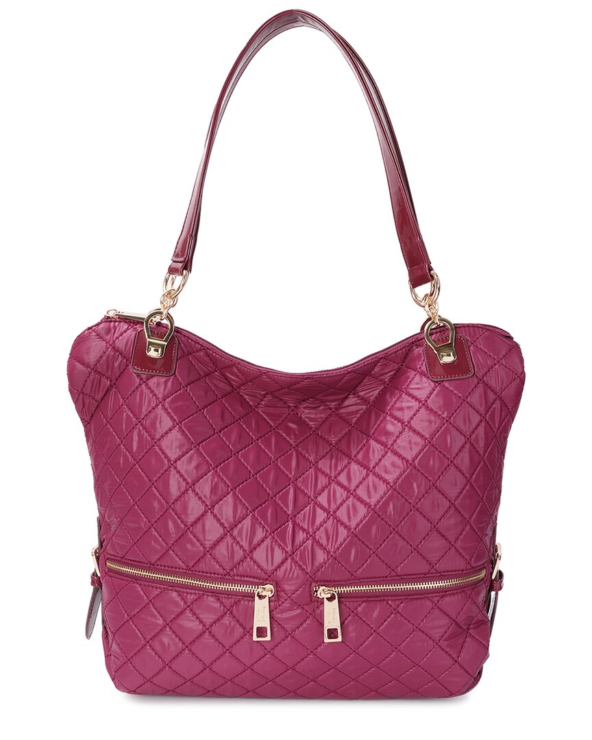 Shop Tiffany & Fred Paris Quilted Woven Nylon & Patent Tote In Red