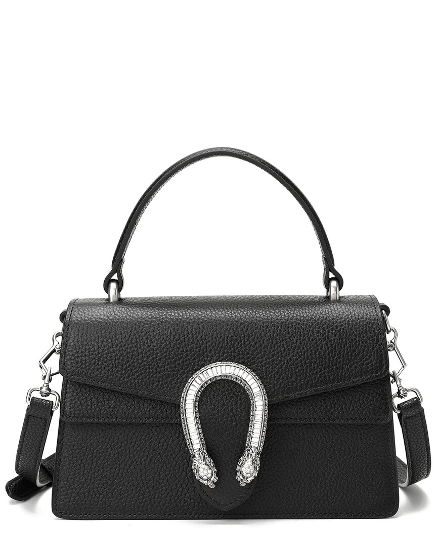 Tiffany & Fred Paris Full-grain Top-handle Shoulder Bag In Black