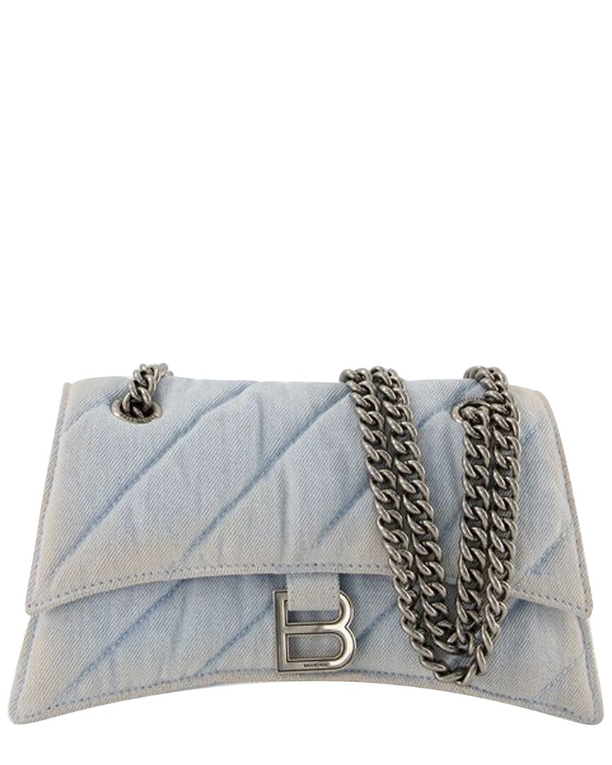 Balenciaga Blue Cotton Hobo Crush S Bag In Blue