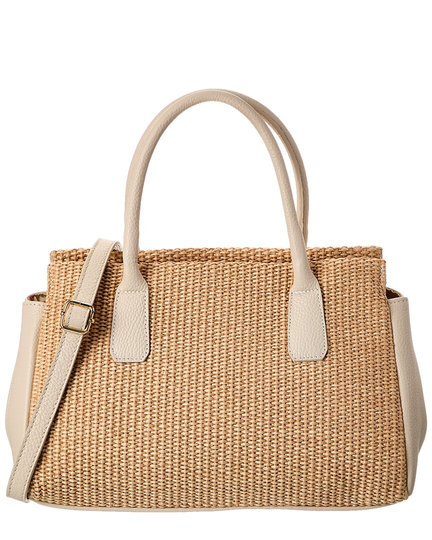 Persaman New York Lyra Straw & Leather Tote