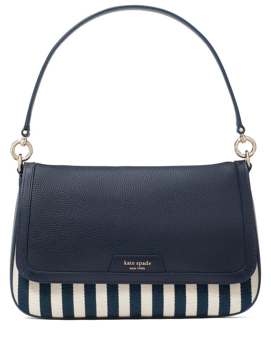 Kate Spade New York Hudson Striped Canvas Flap Shoulder Bag In Blue