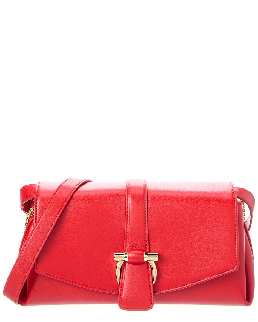 Ferragamo Front Flap Small Leather Shoulder Bag