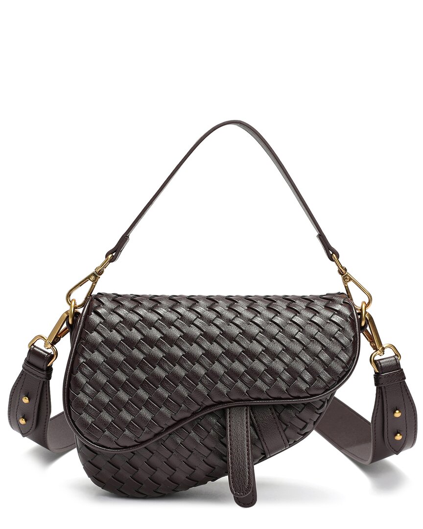 Tiffany & Fred Paris Hand-woven Leather Saddle Bag In Brown