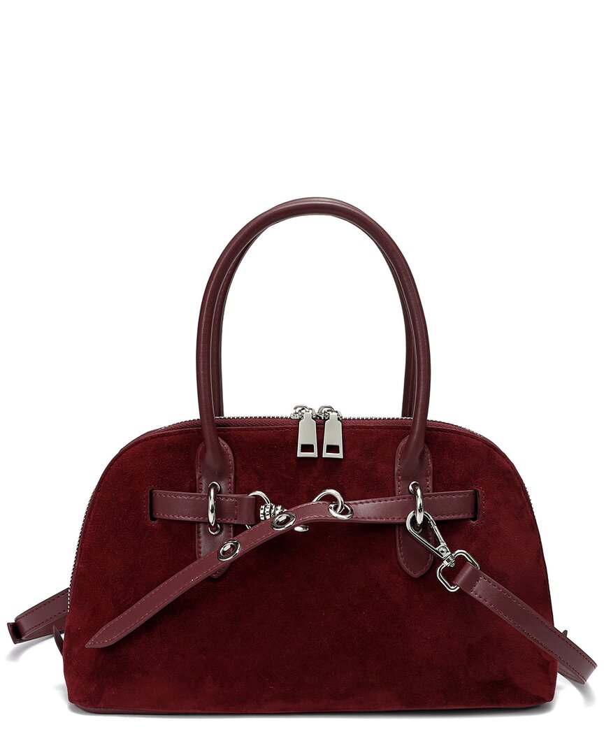 Tiffany & Fred Paris Suede & Leather Satchel In Red