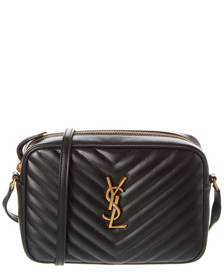 Saint Laurent Lou Medium Ysl Camera Bag With Pocket In Quilted Leather In Black