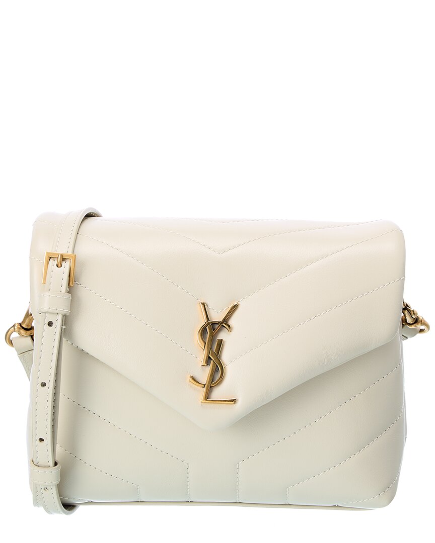 Saint Laurent Loulou Toy Matelasse Leather Shoulder Bag In White