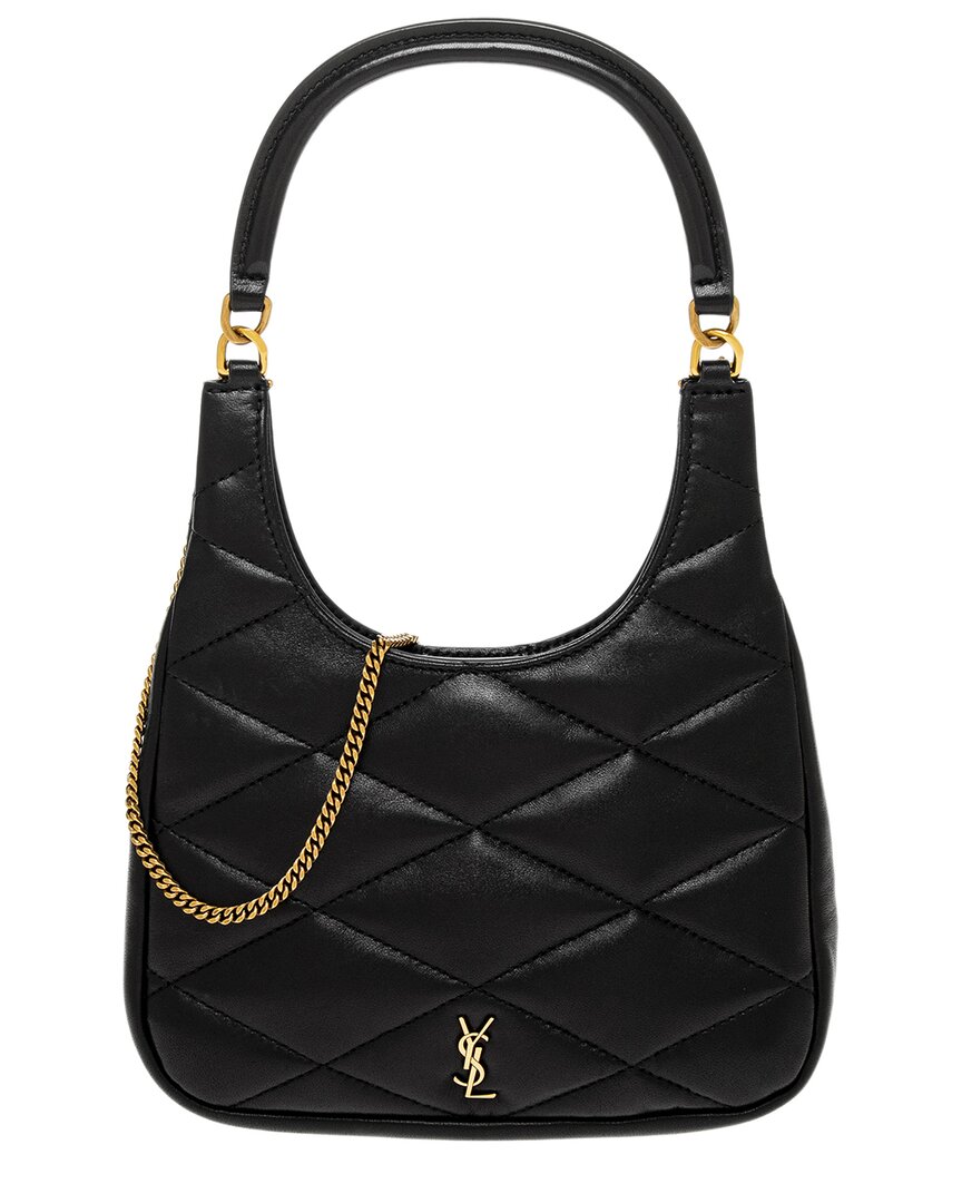 Saint Laurent Sade Leather Hobo Bag In Black