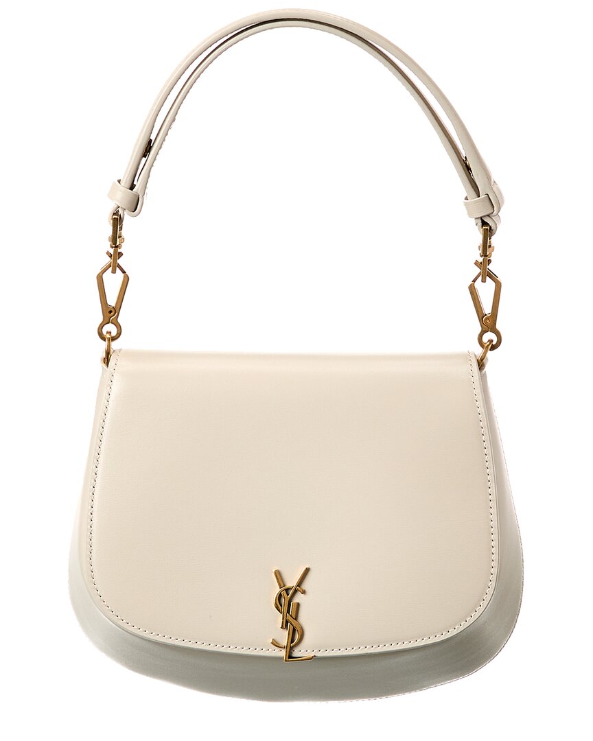 Saint Laurent Voltaire Top Handle Leather Satchel In White