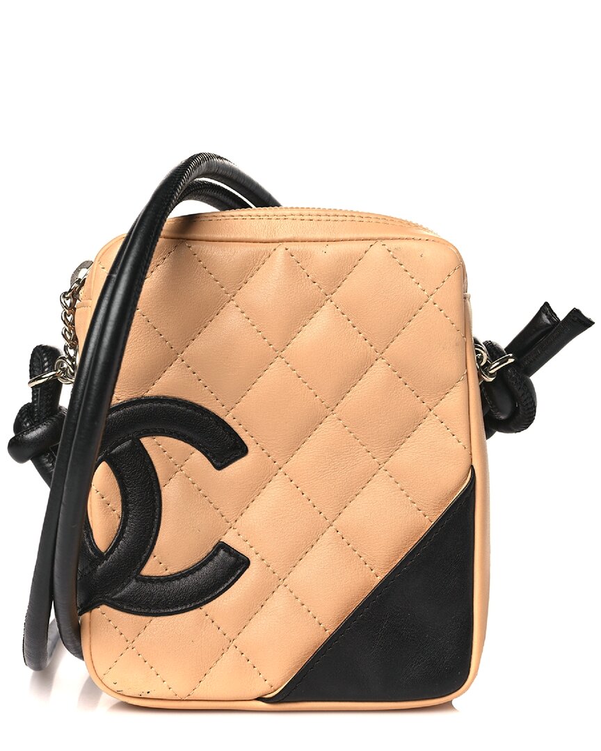 Pre-owned Chanel Beige Leather Cambon Crossbody (authentic )