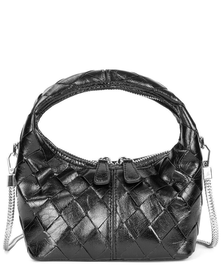 Tiffany & Fred Paris Woven Leather Crossbody Bag In Black