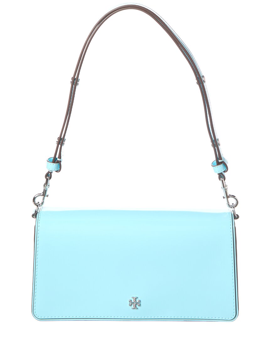 Tory Burch Emerson Patent Convertible Leather Crossbody In Blue