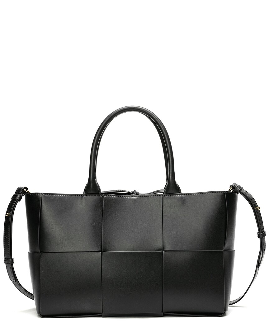 Tiffany & Fred Paris Woven Smooth Leather Tote In Black