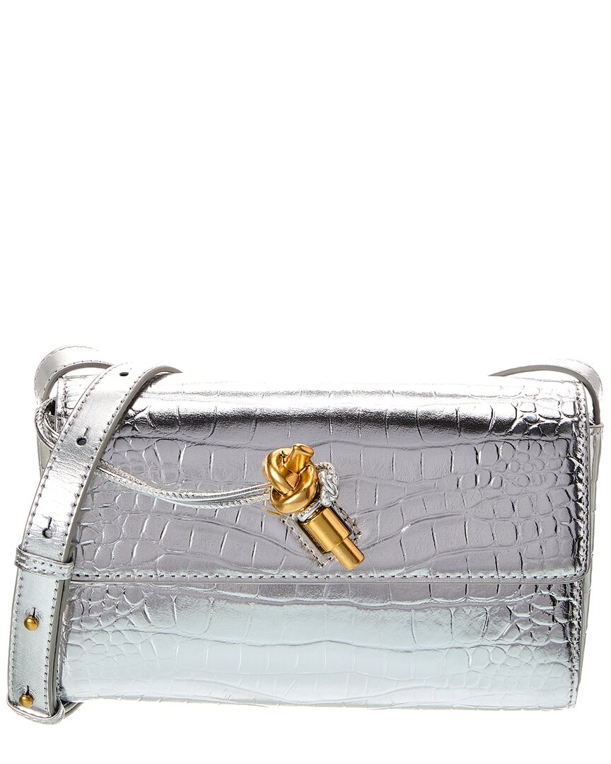Tiffany & Fred Paris Hand-woven Leather Clutch In Grey