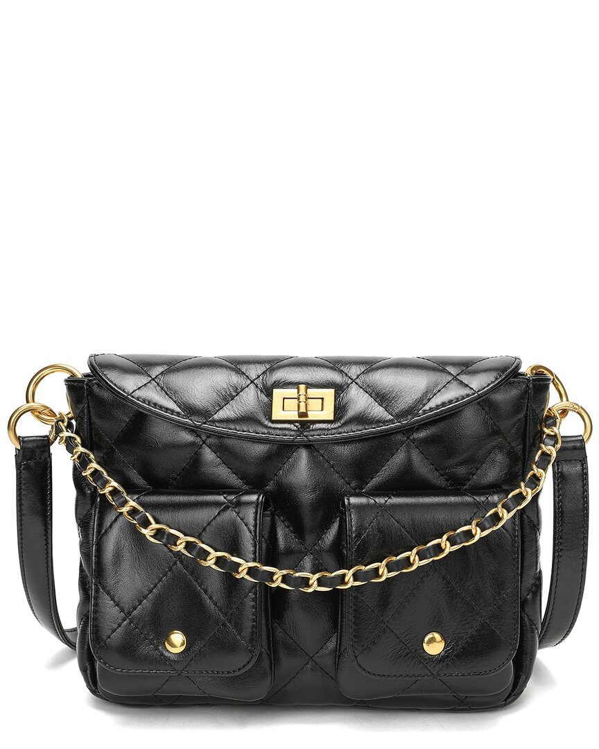 Tiffany & Fred Paris Leather Messenger Bag In Black