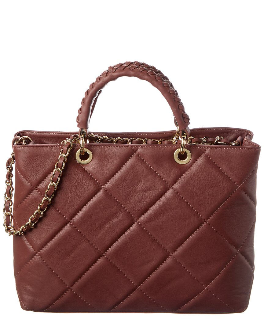 Isabella Rossetti Lucie Quilted Leather Tote In Brown