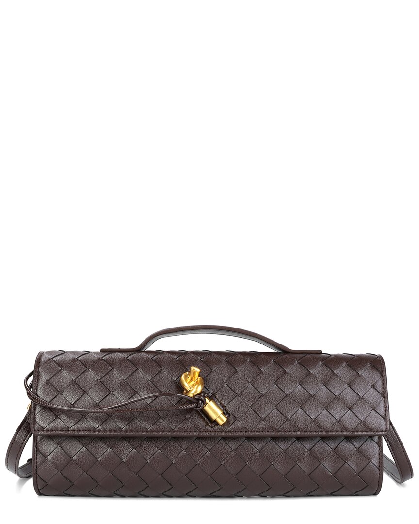 Tiffany & Fred Paris Woven Leather Clutch In Brown