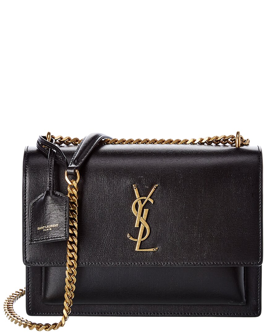 Saint Laurent Envelope Medium Leather Shoulder Bag In Black