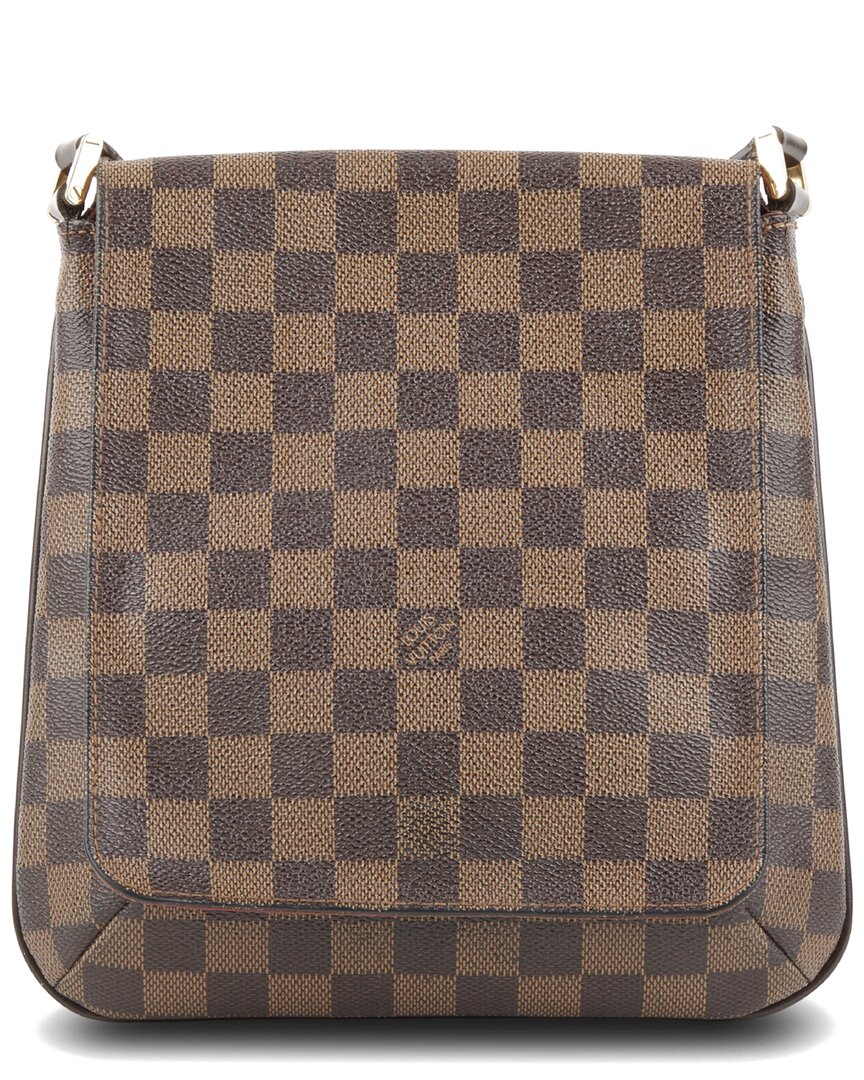 Pre-owned Louis Vuitton Brown Damier Ebene Coated Canvas Musette Salsa Long Strap (authentic )